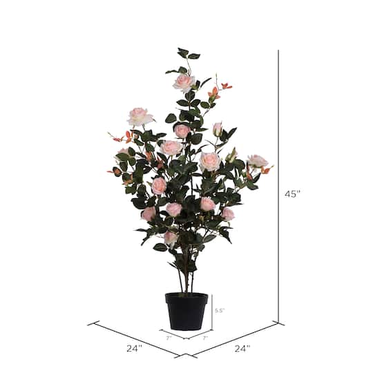 45" Artificial Pink Rose Plant in Pot